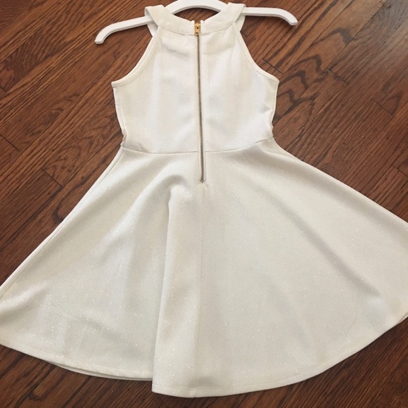 Nickie Lew Girls Cream/Gold Glitter Skater Dress - Picture 2 of 5